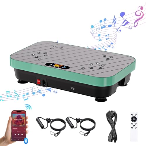Vibration Plate Exercise Machine: TISSCARE Vibrating Plates for Weight Loss and Lymphatic Drainage, 400lbs Shake Plate Whole Body Workout Platform for Home Fitness Fat Burner Gifts - color: green