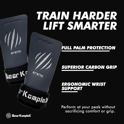 Bear KompleX No Hole Hand Grips - Non-Slip Fingerless Gymnastics Grips for Weight Lifting, Pull-ups & Cross Training | Lightweight, Padded Wrists & Foldable Grip. - size: Large