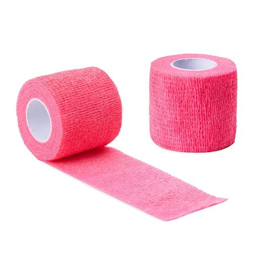 Sensi Wrap Grip Cover Sports Self Bandage Rolls 2-inch x 5-Yards 24pcs (Hot Pink) - color: Hot Pink