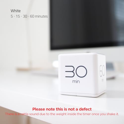 mooas Cube Timer (White), Timers Cube Flip Block Timers Productivity Gravity Sensor Time Management for Kids ADHD Classroom Kitchen Desk Workout Cooking Study 5, 15, 30, 60 min Timer Setting - color: White