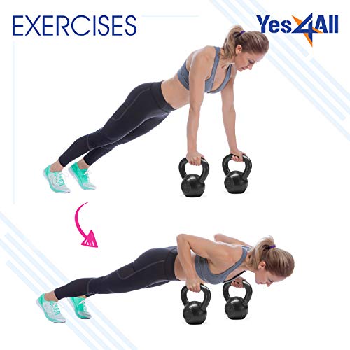 Yes4All Kettlebell Sets, 5 - 10 - 15 - 20 - 25 - 30 LB Cast Iron Strength Training Kettlebells, Wide Handles & Flat Bottom, Multi-Level from Beginners to Pros for Strength Training & Home Gym - color: C. 20 - 25 lbs