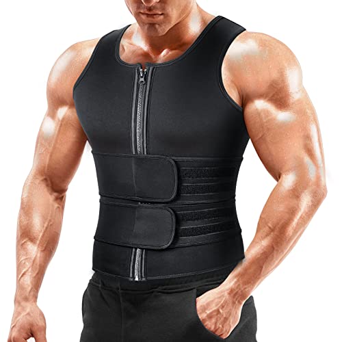 A+ Choice Sauna Vest Waist Trainer for Men - Mens Sauna Suit Double Sweat Belt Body Shaper for Gym Workout Exercise - size: 2XL (Waist38"-40")