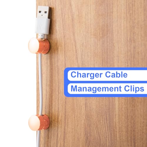 SmallCat 3 Sets Charger Holders for Cords, Rose Gold Cord Holder for Nightstand | Adjustable Metal Cable Anchor Clips, Adhesive Cable Management Wire Organizers for Desk, Office, Nightstand - color: Rose Gold Color, size: 3 Sets