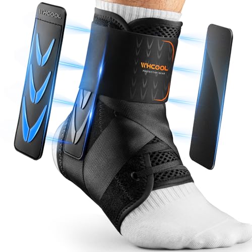 Slim-Fit Ankle Brace for Sprained Ankle, Quick Lace Up Ankle Support for Women Men with 2 Auto-Shaped Pads, Air Fabric Cool Ankle Stabilizer for Injury Recover, Running,Sports, L(13”-14”) - color: Black, size: L(Ankle size:13"-14")