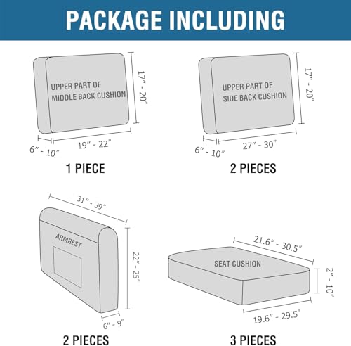 H.VERSAILTEX Multi-Pieces Sofa Covers Stretch Couch Covers Form Fitted Seats and Back Cushions Covers (3 Seat Covers Plus 3 Back Cusion Covers, Bonus 2 Armrest Covers), Cream - color: Cream, size: 3 SEAT COVERS + 3 BACK COVERS+ 2 ARMREST COVERS