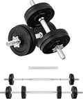 Yes4All Old School Adjustable Dumbbell Set with Weight Plates, Star Lock Collars/Connector, 40lbs to 200lbs Adjustable Weight Plates Set - color: F. Barbell 60LB or 30LB Dumbbell Pair - Black