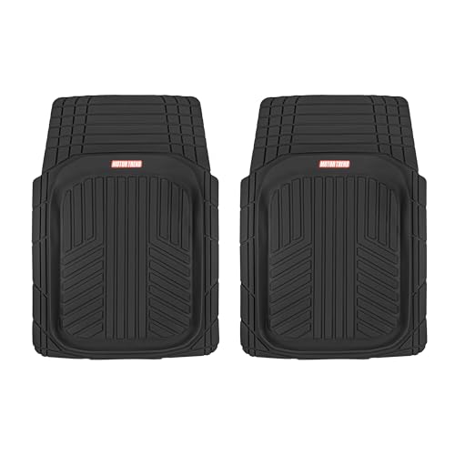 Motor Trend FlexTough Plus-2 Piece Front Car Floor Mats- Black Contour Liners-Deep Dish Heavy Duty Rubber Floor Mats for Car SUV Truck & Van-All Weather Protection, Universal Trim to Fit - color: Black 2pc, style: FlexToughXL