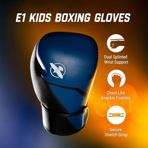 Hayabusa E1 Boxing Gloves for Kids, Youth and Teens - color: Blue/Black, size: 6oz