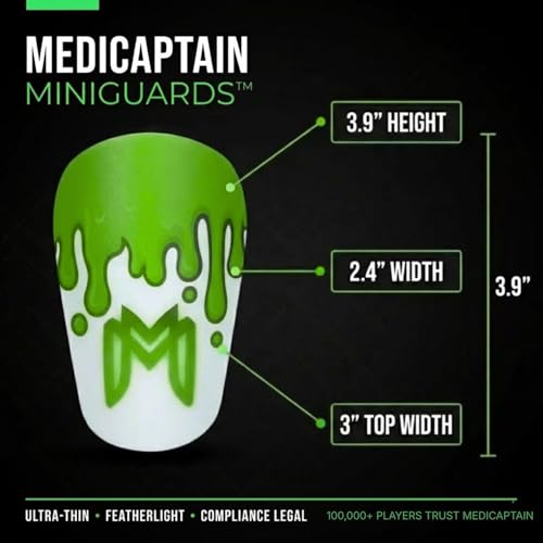 MediCaptain MiniGuards - Mini Shin Guards for Soccer Players - Tiny Shin Pads for Men, Women, Teens - Miniature Shin Guards 3.9 x 2.4 inch - Perfect for High Level Soccer Athletes - color: Slime
