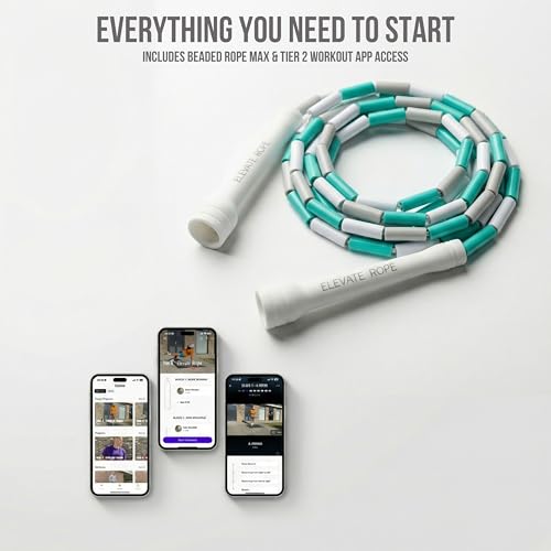 Pro-Grade Beaded Jump Rope for Beginners - color: WHITE/TEAL/GREY