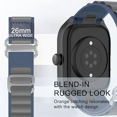 Alpine Loop Nylon Band - Compatible with Apple Watch Ultra 2/Ultra Bands 49mm 45mm 44mm for Men Women, Adjustable with Metal C Hook Strap for iWatch Ultra 2 iWatch Ultra Series 10 46mm SE/9/8/7/6/5 - color: Alpine/New Blue Titanium
