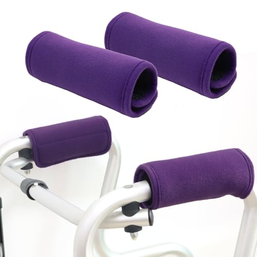 2 Pack Walker Handle Cushions Walker Grip Covers Pads Walker Padded Hand Grip Covers for Rolling Wheelchair Walker Elderly Grippers Rollator Handle - color: Purple