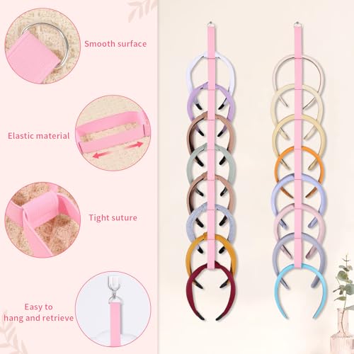 3 PCS Headband Holder Organizer for Girl,Hanging Hairband Storage for Women,Pink Hair Hoop Display Hair Accessories Organizer Bedroom College Dorm Decor - color: Pink-3pcs