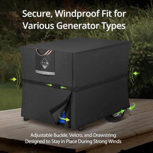 QH.HOME Waterproof Generator Cover 24x18x20 inch ,900D Heavy Duty Oxford with Secure Windproof Buckle- for Most Generators 3000-5000 Watt, Black - size: 24"(L) x 18"(W) x 20"(H)