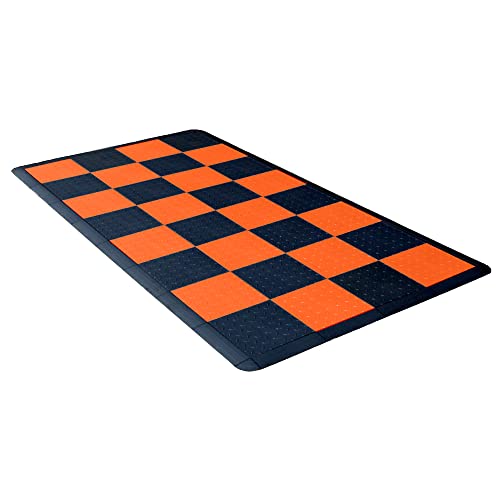 Speedway Garage Floor Mat Kit for Motorcycle, Small, Checkered - Black/Orange - color: Checkered - Black/Orange, size: Garage Kit - Motorcycle