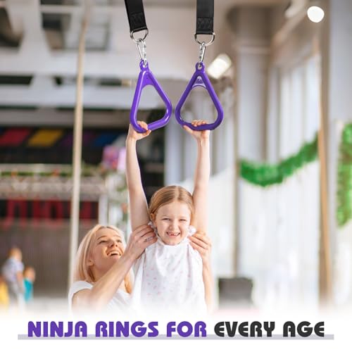 LadyRosian Trapeze Bar Swing Monkey Bars Hanging Ninja Rings Warrior Slackline Obstacle Course Kits for Kid Playground Equipment Accessories (Purple) - color: Purple