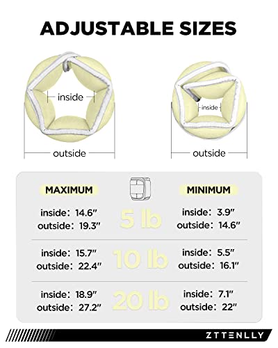Adjustable Ankle Weights for Women Men and Kids | 1 Pair 5 10 15 18 20 Lbs Leg Wrist Ankle Weight Straps for Yoga, Walking, Running, Aerobics, Gym, Dance, Pilates, Cardio - color: Yellow, size: 5lb(2.5*2)