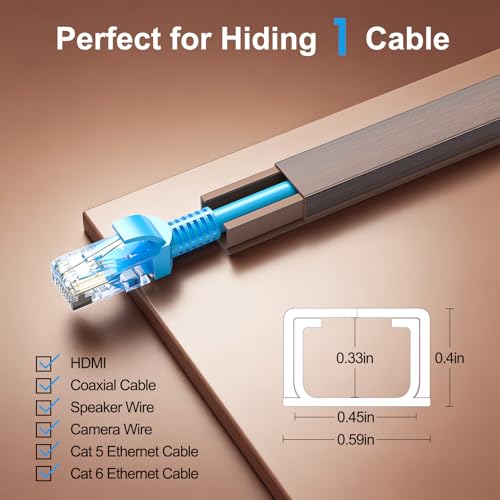 Yecaye Cord Hider, 113in Cord Covers for Wires on Wall, One-Cord Cord Organizer, Easy Install Cable Management Kit, Cable Cover Home Office, W0.59in H0.4in, Cherry - color: Cherry, size: 113in L x 0.59in W x 0.4in H