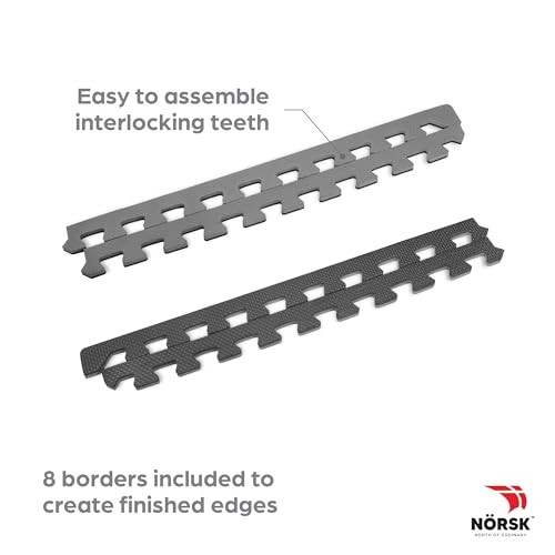 Norsk Multi-Purpose Reversible Floor Mats - EVA Interlocking Foam Tiles (Gray/Black 4 Tiles - 16 sq. Ft. 1/2" Thick) - color: Gray/Black, size: 4 Tiles - 16 Sq. Ft