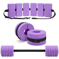 Soulchen Pool Exercise Set Including Long Aquatic Exercise Dumbbells,Pool Ankle Weights,Swim Belt,Water Aerobics Water Aerobics Equipment Set for Full Body Swim Training Kit - color: Purple, size: Middle