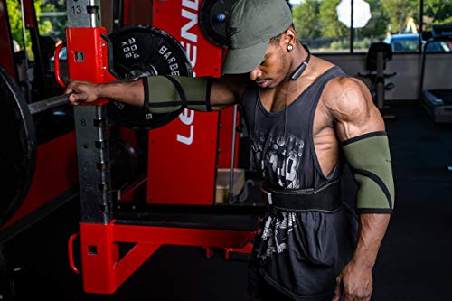 Gymreapers Elbow Sleeves for Weightlifting Powerlifting and Bench Press Support and Compression for Tendonitis Pain Relief 5mm Neoprene Training Gear for Men and Women - color: Military Green/Black, size: X-Large