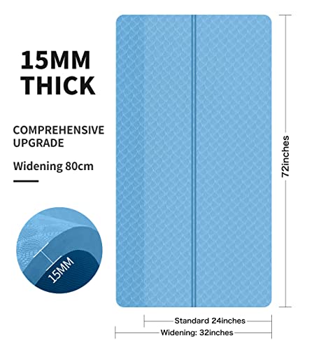 nuveti Large Exercise Mat - 15mm/20mm/30mm Thick Yoga Mat | Workout Mat for Fitness, Yoga, Pilates, Stretching & Floor Exercises for Women & Men with Free Carrying Bag - color: Blue, size: 183X80X15MM