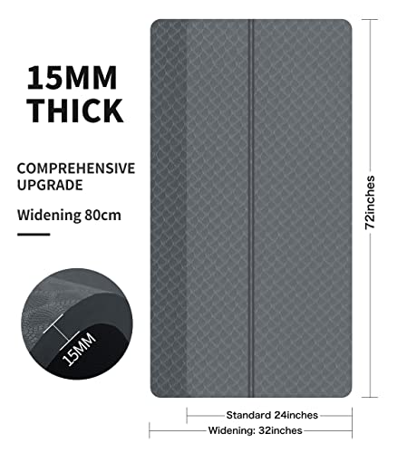 nuveti Large Exercise Mat - 15mm/20mm/30mm Thick Yoga Mat | Workout Mat for Fitness, Yoga, Pilates, Stretching & Floor Exercises for Women & Men with Free Carrying Bag - color: Grey, size: 183X80X15MM