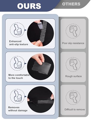 Secopad Original Anti-Slip Shower Stickers for Bathtub & Shower Floor, Strong Adhesive Safety Strips with Scraper Ideal for Families with Kids, Adults & Seniors, 12 PCS (Gray) - color: Grey