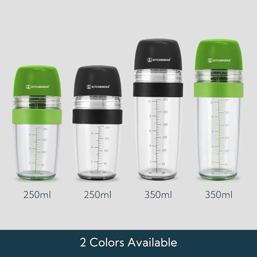 KITCHENDAO 2 in 1 Salad Dressing Shaker Container with Juicer, Pour Spout, Leakproof, Dishwasher Safe, BPA Free, Travel Homemade Oil and Vinegar Salad Dressing Bottle Mixer Dispenser, 1-1/2 Cups - color: Black