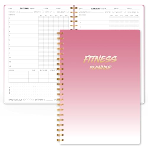 Fitness Journal Workout Planner for Women & Men - A5(5.5" x 8.5") Sturdy Workout Log Book for Gym & Personal Home Workouts - Pink - color: Pink 2