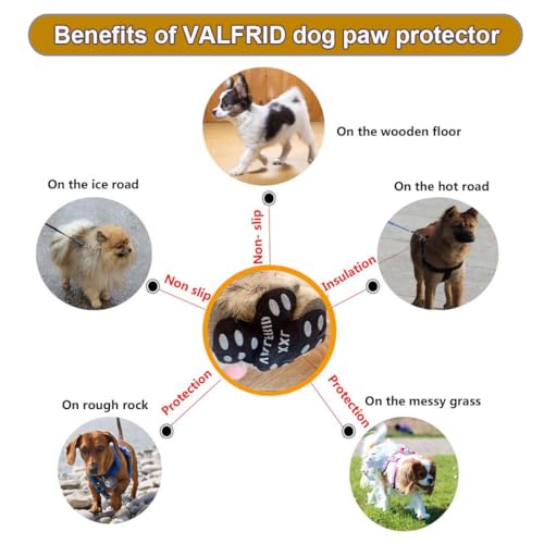 VALFRID Dog Paw Anti-Slip Grips to Keeps Dogs from Slipping On Hardwood Floors,Best for Summer Hot Pavement,Self Adhesive Resistant Dog Shoes Booties Socks Replacement XXL 24 Pieces - size: XXL (2.83" x2.52",61-80 lbs)