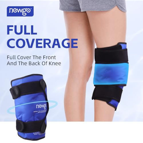 NEWGO Ice Pack for Knee Injuries Reusable, 360° Full Wrap, XL, Blue | Y-shaped Strap Stays Put, Reusable for Knee Replacement, ACL, Arthritis, Swelling, and Sports Injuries, 21.7" x 9.8" - color: XL Blue 1-pack