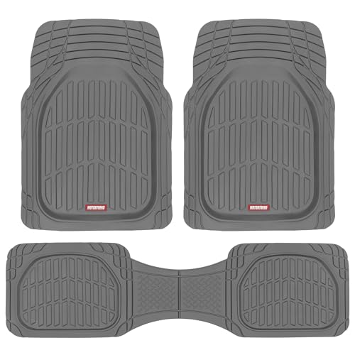 Motor Trend FlexTough Floor Mats for Cars, Gray Deep Dish All-Weather Mats, Waterproof Trim-To Fit Automotive Floor Mats for Trucks SUV, Universal Liner Car Accessories - color: Gray, style: Full Set