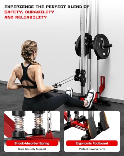 Wall Mount Cable Station, WM1 Cable Crossover Machine with 17 Positions, High and Low Cable Crossover Machine with Removable Footplate for Garage Home Gym - style: WM1 Cable Station RD