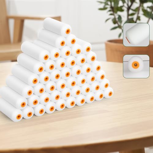 VOOMEY Foam Paint Roller,Small Paint Rollers 4 inch,White Paint Roller Covers,48 Pack,Perfect for Refinish Small Corners,Such as Tables, Window Edges, Fences,Cupboards - style: 4 inch 48 pack