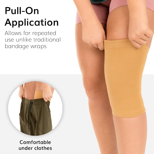 BraceAbility Elastic Slip-on Knee Sleeve | Flexible Fabric Knee Pain Compression Bandage for Stretchy, Lightweight & Comfortable Support - size: Small
