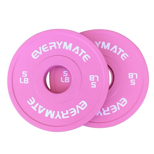EVERYMATE Change Weight Plates 1.25LB 2.5LB 5LB Set Fractional Olympic Bumper Plates for Cross Training Steel Insert Strength Training - color: 5LBx2, size: Pink