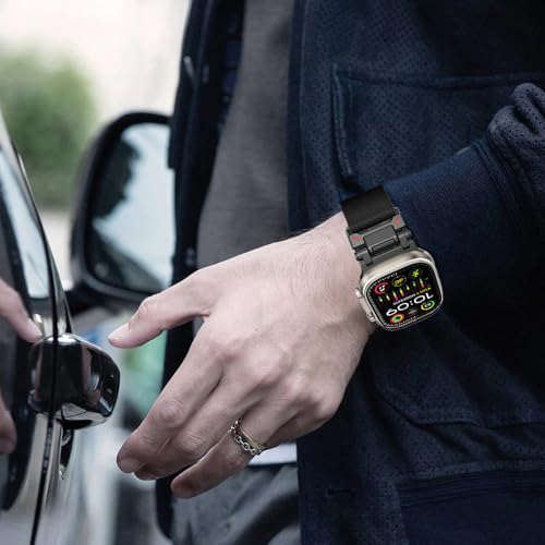WINGLE Milanese Loop for Apple Watch Band Ultra 3/2/1 Band Ultra 49mm Series 11 10 46mm 45mm 44mm SE 3/2/1 Series 9 8 7 6 5 4 3 Men Women,Parachute-Style Buckle Stainless Steel Mesh Metal iWatch Bands - color: Magnetic Metal Mesh Loop-Black