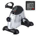 Mini Exercise Bike, himaly Under Desk Bike Pedal Exerciser Portable Foot Cycle Arm & Leg Peddler Machine with LCD Screen Displays - color: Silver and Black