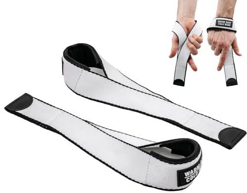 WARM BODY COLD MIND V2 Lifting Wrist Straps for Weightlifting - Hand Straps for Powerlifting, Weight Lifting, Bodybuilding Functional/Cross Training, Deadlift Gym Bar, Cotton - color: White Poly