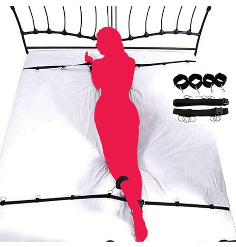 BDSM Sex Bed Bondage Restraints Kit Toys for Ankle and Wrist Bar Sex Resistance Bands Women Bed for Neck with Ankle Straps Sex Handcuffs Hand Cuff Bracelets for Women Set Adults Bedroom Play Sweater