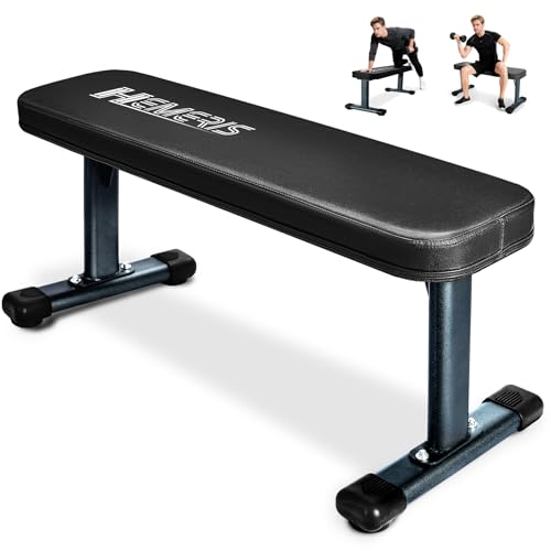 Flat Weight Bench, 2.4 Inch Thick Pad Workout Bench 660 LBS Bench Press Exercise Equipment for Home Gym Strength Weight Training - color: Black, size: 41 in Basic