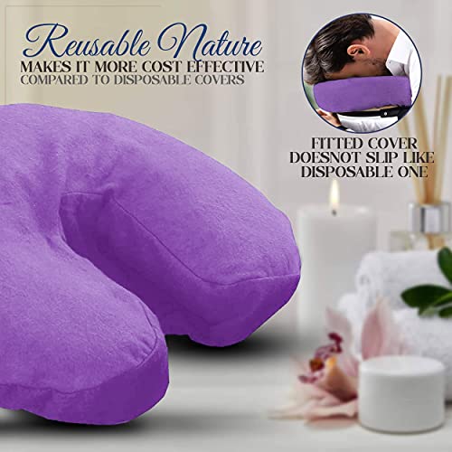 LONDON LINENS Pack of 10, Premium Extra Thick 100% Cotton Flannel Massage Tables Face Cradle Covers Cozies Fitted - Includes 10 pcs (Lilac) - color: Lilac, size: 10