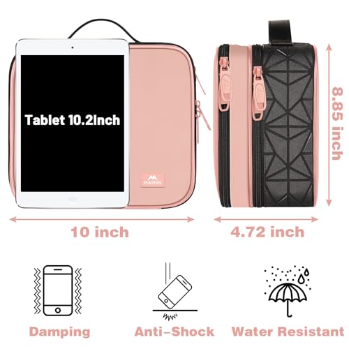 MATEIN Cord Organizer Box with Adjustable Divider, DJ Gear Bag | DJ Cable File Bag, Cord Bags, Music Equipment Accessories, Sound Instrument Storage, Double Layer, Shockproof, Portable, Pink - color: Pink, size: Medium
