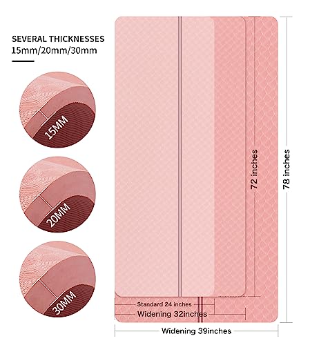 nuveti Large Exercise Mat - 15mm/20mm/30mm Thick Yoga Mat | Workout Mat for Fitness, Yoga, Pilates, Stretching & Floor Exercises for Women & Men with Free Carrying Bag - color: Pink, size: 183X80X20MM