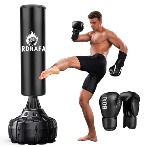 Punching Bag with Stand 70"-203lbs, Freestanding Heavy Boxing Bag Including 12OZ Boxing Gloves for Adult Youth Gift Selection Upgraded - color: Black 70.5'' with Boxing Gloves and Wrist Guard