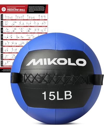 Mikolo Medicine Ball, Wall Ball,Soft Medicine Ball Set,Slam Ball for Core Training, Strength Workouts -Multi-Weight 10lbs 20lbs Exercise Balls for Home Gym, Functional Fitness (10/15/20/25LB) - style: 15lbs