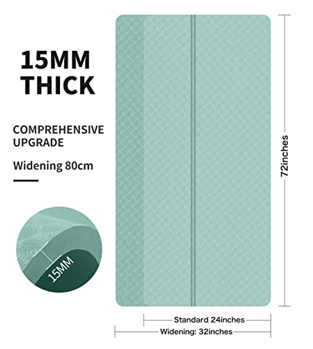 nuveti Large Exercise Mat - 15mm/20mm/30mm Thick Yoga Mat | Workout Mat for Fitness, Yoga, Pilates, Stretching & Floor Exercises for Women & Men with Free Carrying Bag - color: MatchaGreen, size: 183X80X15MM