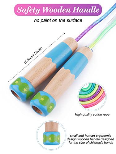 Jump Rope for Kids, Lorvain Adjustable Skipping Rope, Kids Jump Ropes with Wooden Handle for Girls Boys, Weighted Jumping Ropes for Fitness Workout Exercise Outdoor Fun Activity - color: Rainbow-2pcs