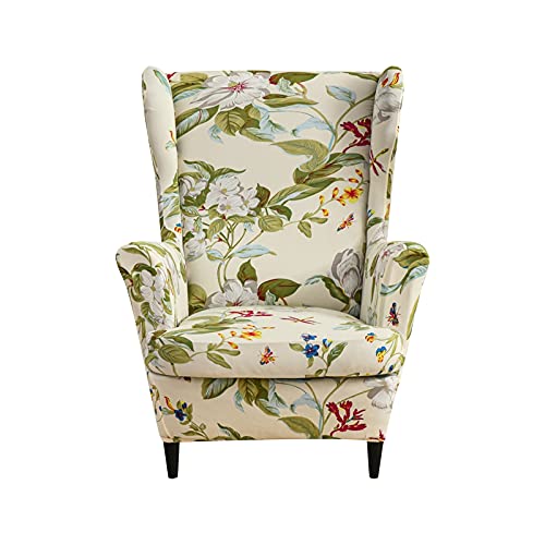 NILUOH Wingback Chair Slipcover 2 Pieces, Stretch Spandex Wingback Chair Covers Washable Slipcover for Wingback Armchairs Non-Slip Furniture Protector with Elastic Bottom for Living Room - color: 26